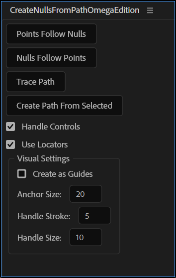 Create Nulls from Paths - OMEGA EDITION ScriptUI Panel