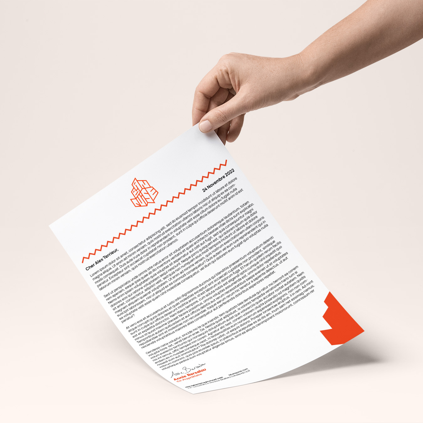 La Banquise redesign mockup on a on a letter head