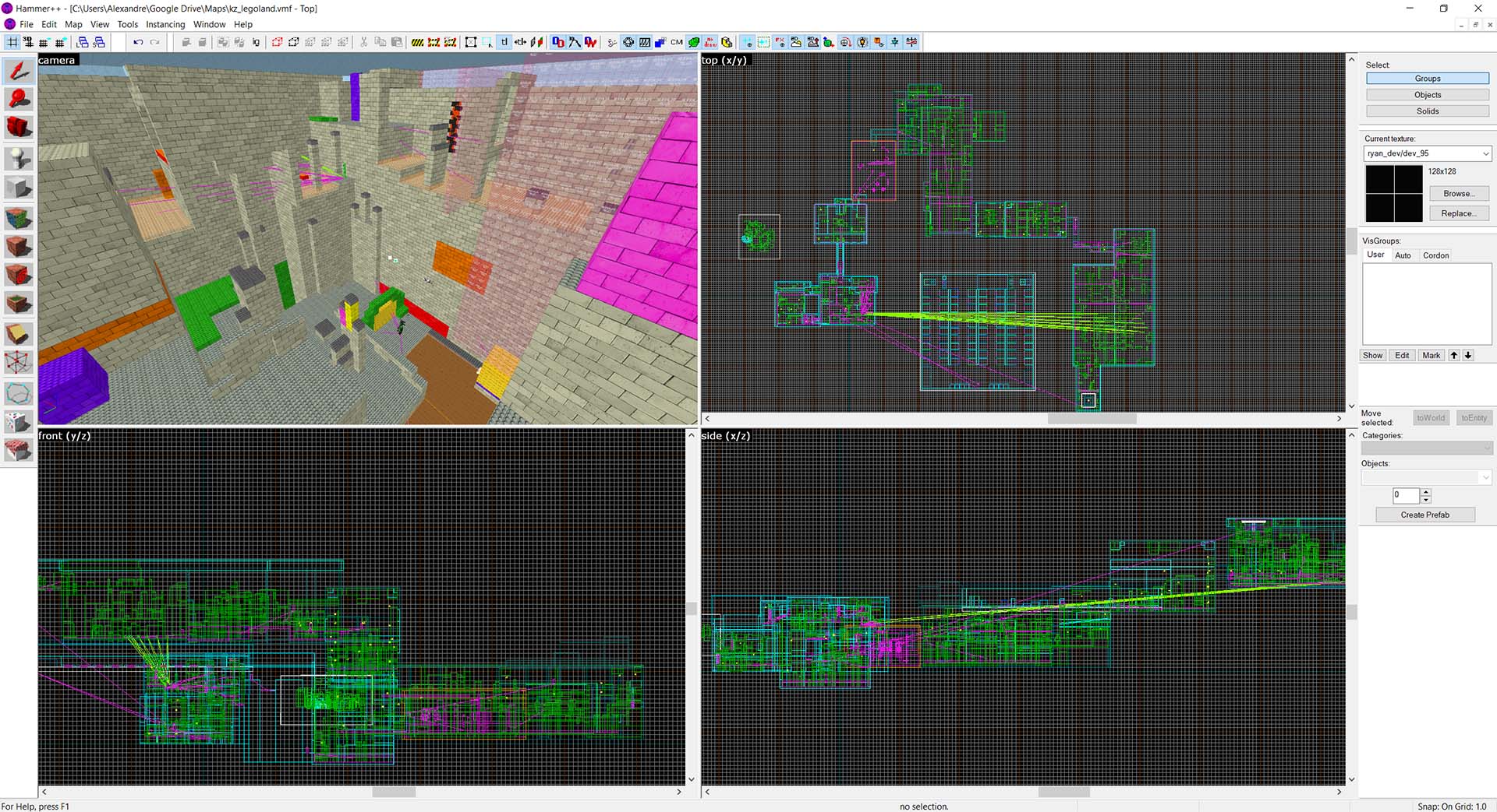 A screenshot of kz_legoland's hammer editor view