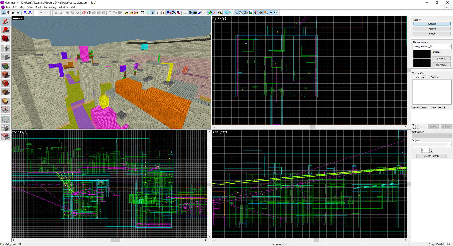 A screenshot of kz_legoland's hammer editor view