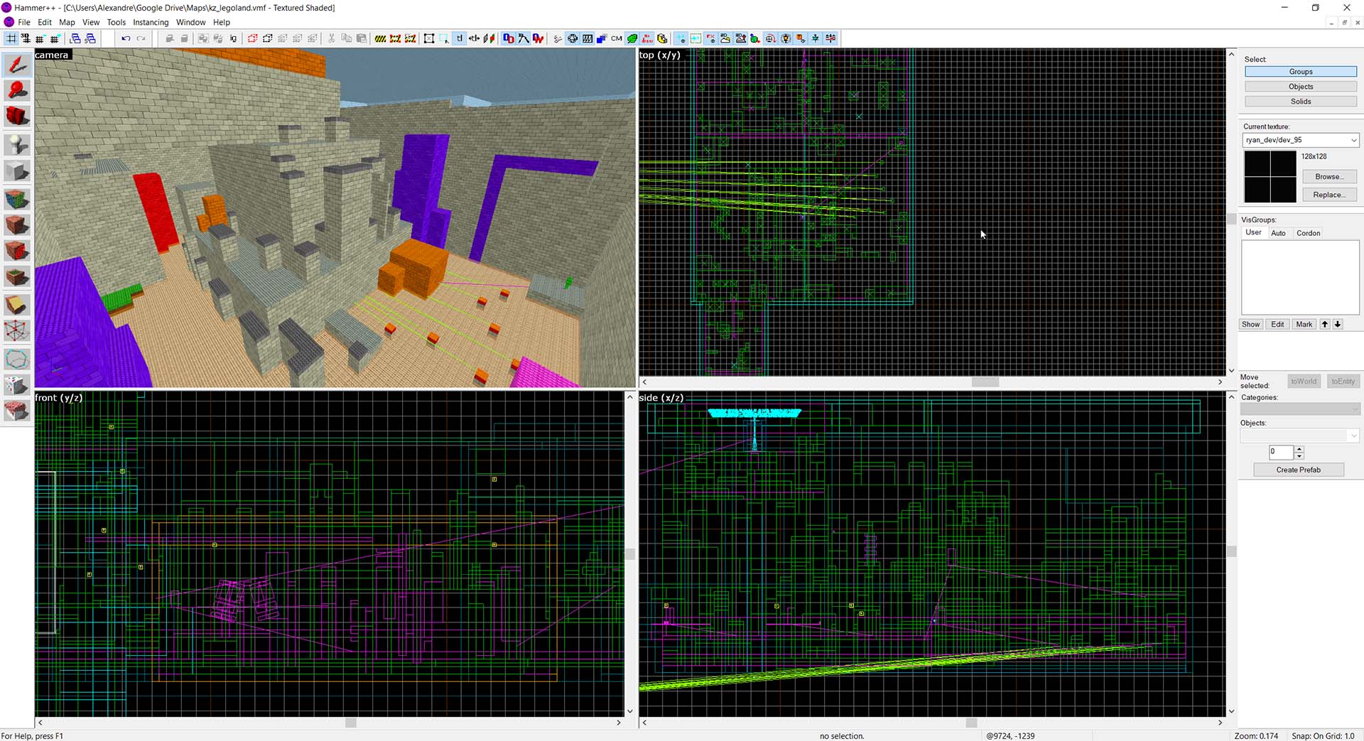 A screenshot of kz_legoland's hammer editor view