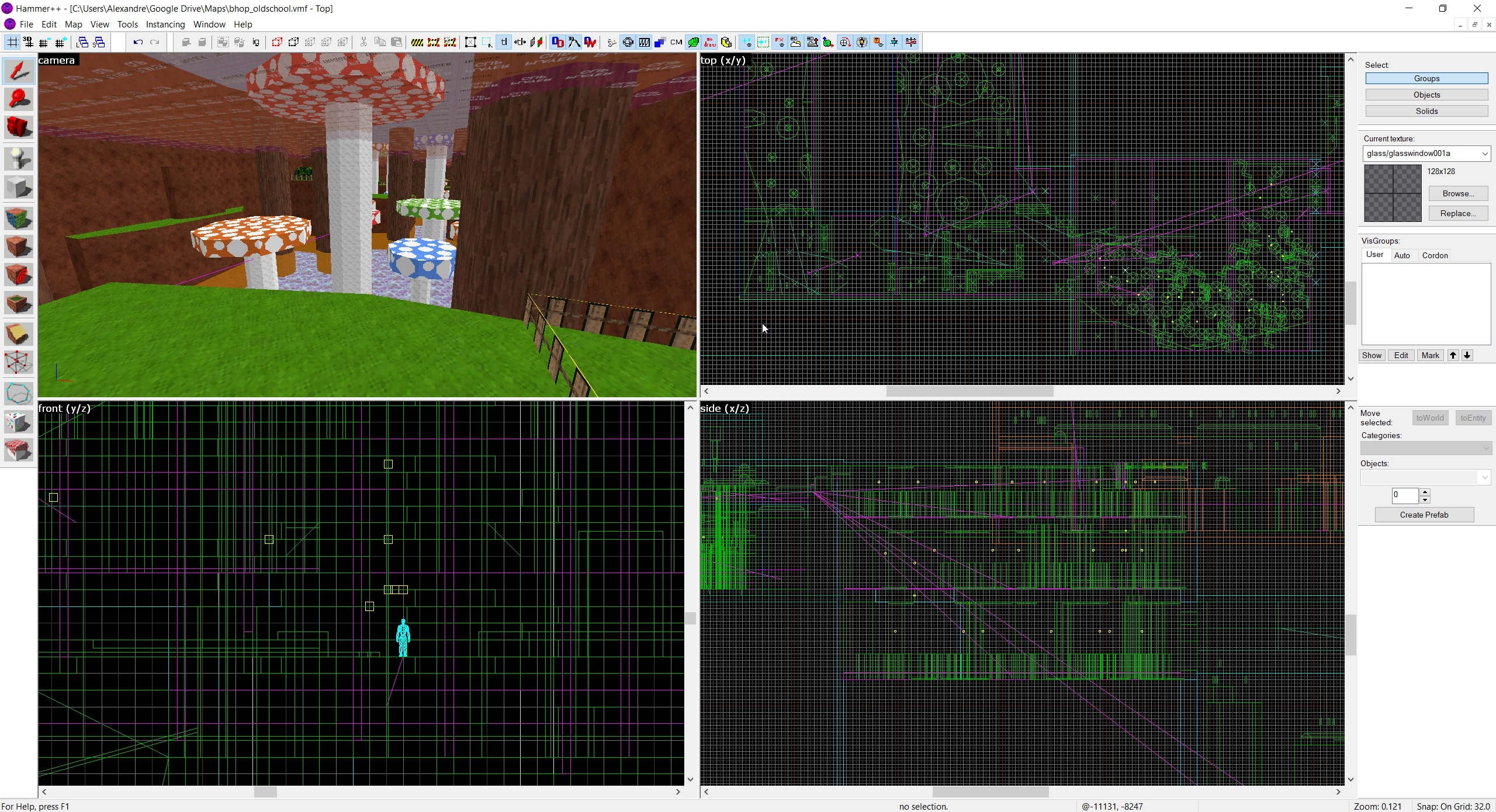 A screenshot of bhop_oldschool's Hammer Editor view